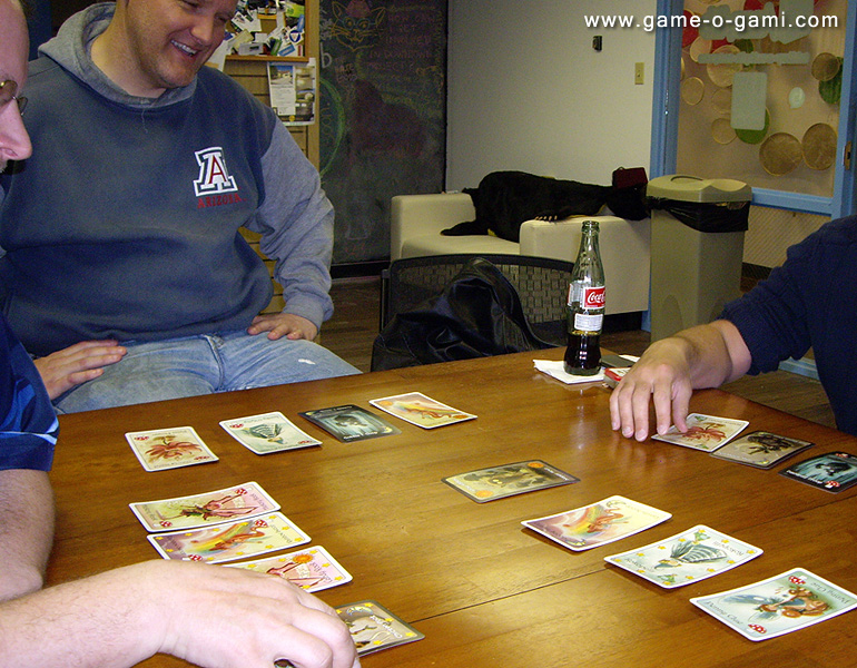 game-o-gami_vgd-04-2012_03 Deciding our next moves in "Goblins Drool, Fairies Rule!"