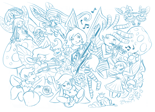 Goblins Drool, Fairies Rule! - Team Fairy - sketch by Mike Maihack